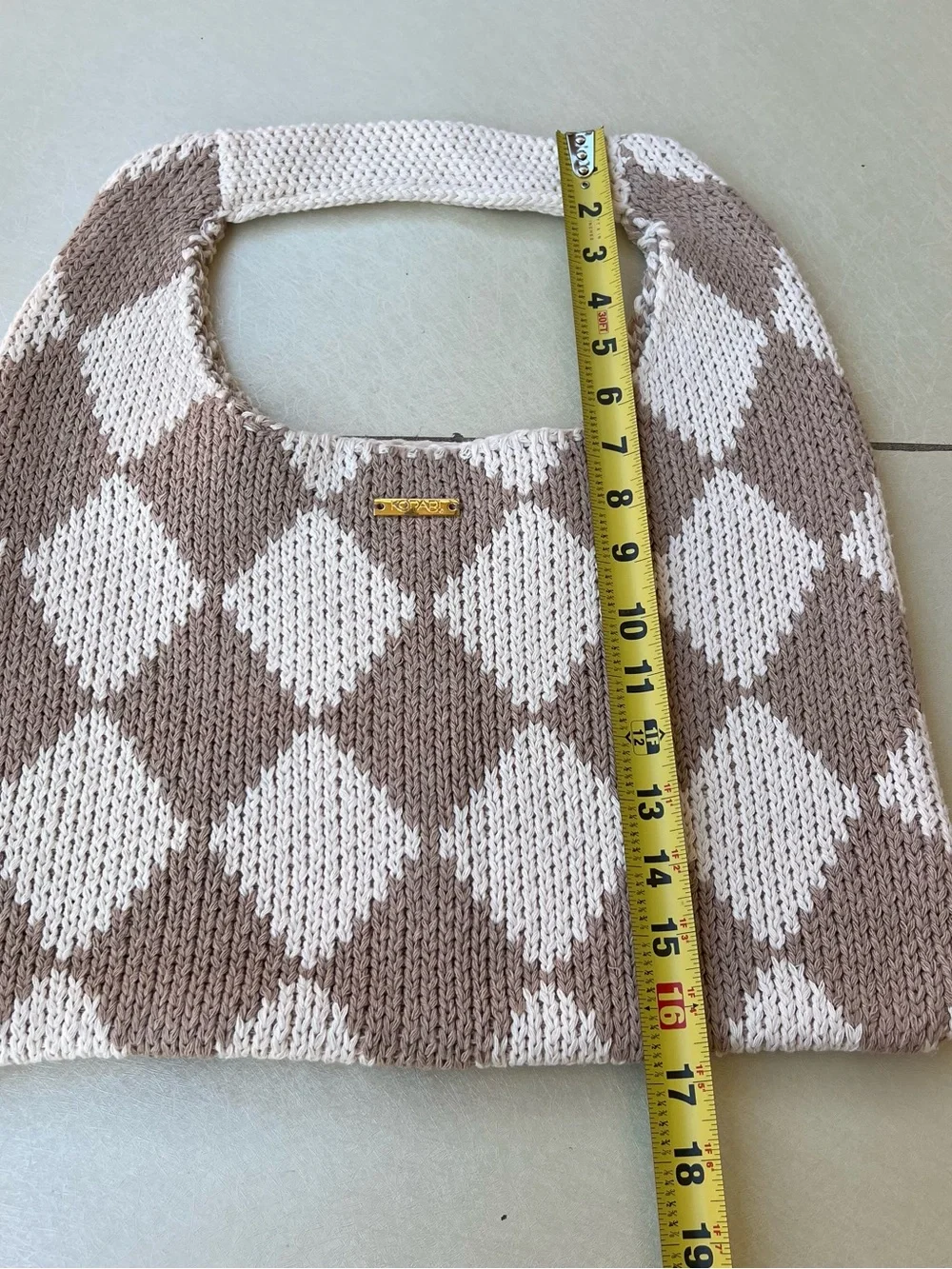 Kopari Limited Edition Checkered Knit Cream and Tan